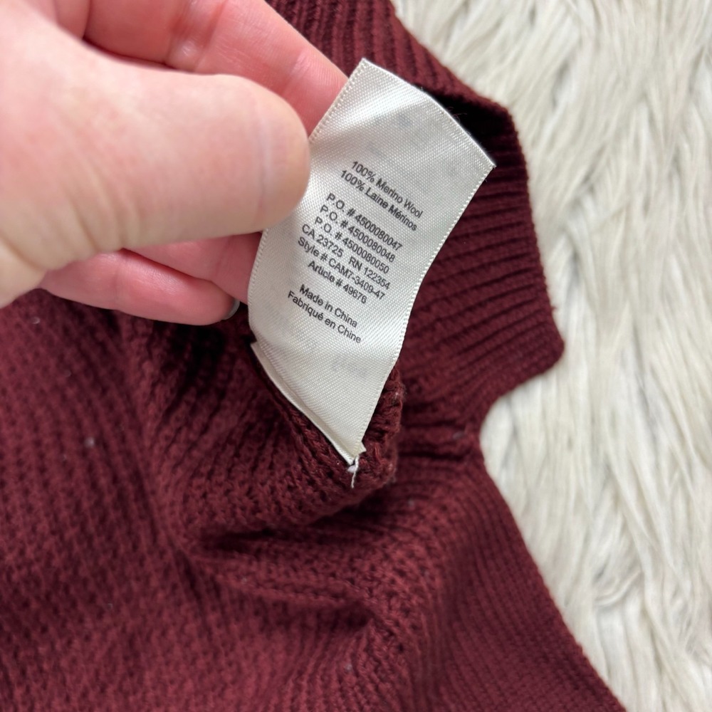 Aritzia Wilfred Free Women's M Burgundy Merino Tunic Sweater CAM7-3409 Waffle - Picture 5 of 6